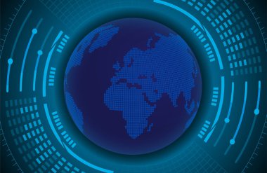 küresel ağ dünya haritası teknolojisi. küresel iş konsepti. vektör illüstrasyonu.