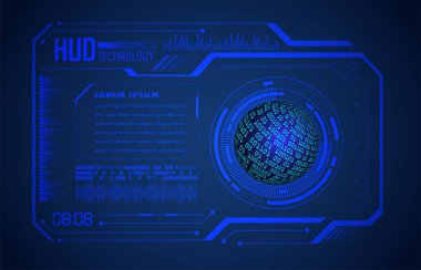 Mavi hud elementleriyle soyut fütüristik arayüz, vektör illüstrasyonu