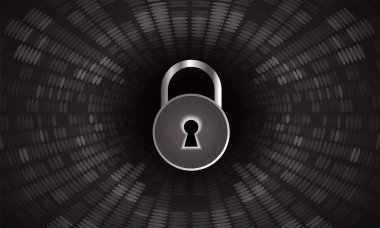 Sayısal arkaplan ve siber güvenlik konusunda kapatılmış asma kilit