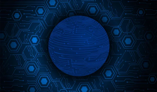 Uma Esfera Azul Com Padrão Circuito — Vetor de Stock