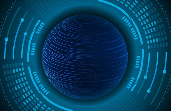 Monde Carte Circuit Binaire Technologie Future Hud Bleu Fond Concept — Image vectorielle