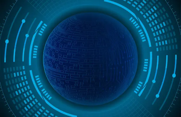 Mundo Binário Circuito Placa Tecnologia Futura Azul Hud Cibersegurança Conceito — Vetor de Stock