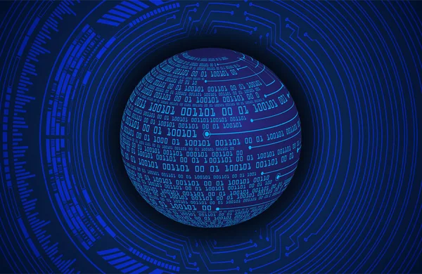 World Binary Circuit Board Toekomstige Technologie Blue Hud Cyber Security — Stockvector