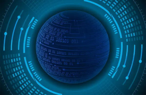 Tecnología Futuro Placa Circuito Binario Mundial Fondo Concepto Seguridad Cibernética — Archivo Imágenes Vectoriales