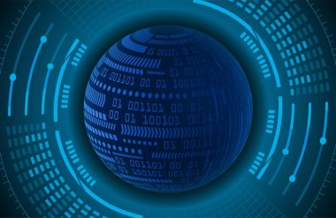 Dünya ikili devre kartı gelecek teknolojisi, mavi hud siber güvenlik kavramı arka planı