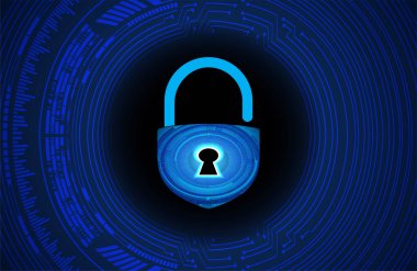 Kilit ve vektör illüstrasyonlu siber güvenlik kavramı