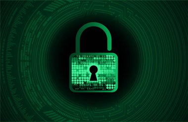 Kilit ve vektör illüstrasyonlu siber güvenlik kavramı