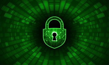 Kilit ve vektör illüstrasyonlu siber güvenlik kavramı