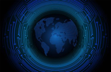 Devre kartı ve küreyle soyut arkaplan