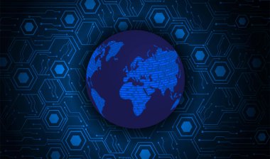 soyut dünya haritası arkaplanı ikili kod, teknoloji arkaplanı.