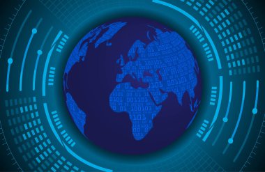 Dijital dünya haritalı toprak, vektör illüstrasyonu