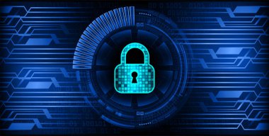 Kilit ve vektör illüstrasyonlu siber güvenlik kavramı