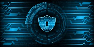 Dijital arkaplanda asma kilit kapatıldı, siber güvenlik konsepti çizimi