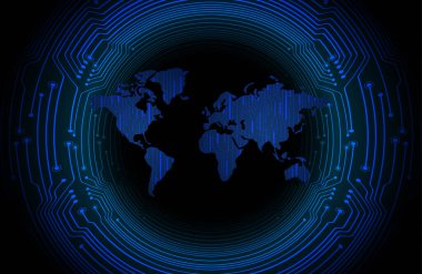 soyut teknoloji arkaplanı dünya haritası, illüstrasyon 