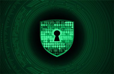 Dijital arkaplanda asma kilit kapatıldı, siber güvenlik konsepti çizimi