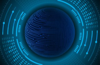 İkili kodlu dijital devre kartı. vektör illüstrasyonu.