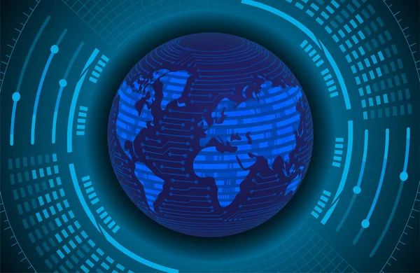 Tecnología Futuro Placa Circuito Binario Mundial Fondo Concepto Seguridad Cibernética — Vector de stock