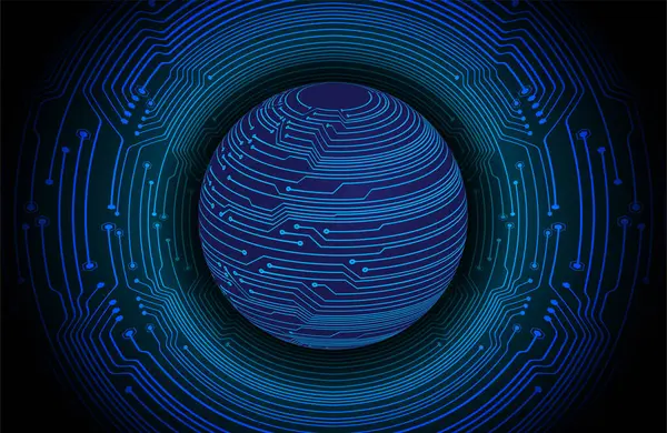 Welt Binäre Leiterplatte Zukunftstechnologie Blau Hud Cyber Sicherheitskonzept Hintergrund — Stockvektor