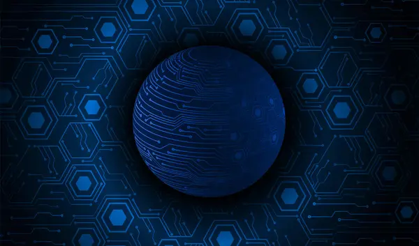 Мировая Двоичная Плата Технологии Будущего Синий Hud Концепции Кибербезопасности — стоковый вектор