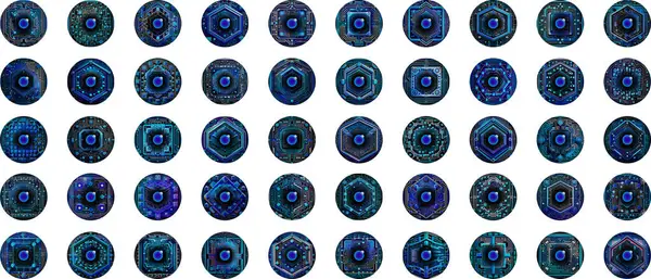 Abstract Ffuturistic Collection Blue Circles Cyber Security Concept — Stock Vector