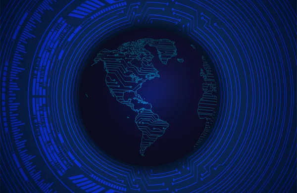 Circuito Binario Tecnologia Futura Blu Cyber Sicurezza Concetto Sfondo Mappa — Vettoriale Stock