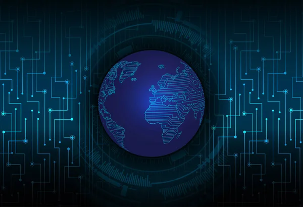 Placa Circuito Binario Tecnología Futura Fondo Concepto Seguridad Cibernética Azul — Vector de stock