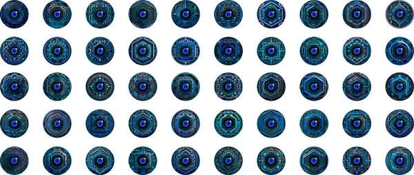 Abstract Ffuturistic Collection Blue Circles Cyber Security Concept — Stock Vector