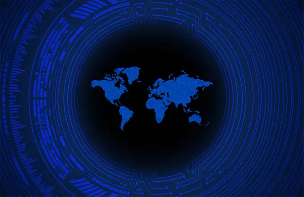 Dwuskładnikowy Układ Scalony Przyszłej Technologii Tle Koncepcji Niebieskiego Bezpieczeństwa Cybernetycznego — Wektor stockowy