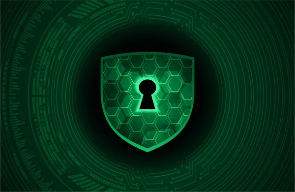 Cyberbeveiligingsconcept Slot Pictogram Abstracte Groene Achtergrond — Stockvector