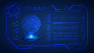 Mavi arkaplanda fütürist kaplama arayüzü