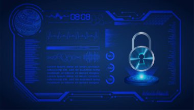 Kilit ve vektör illüstrasyonlu siber güvenlik kavramı