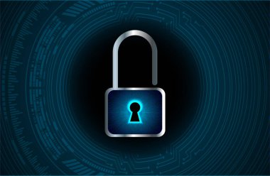 Kilit ve vektör illüstrasyonlu siber güvenlik kavramı