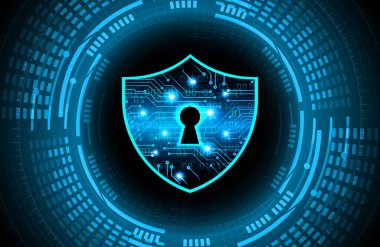 Kilit ve vektör illüstrasyonlu siber güvenlik kavramı