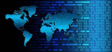 Dünya küresi ve vektör illüstrasyonu ile siber güvenlik kavramı