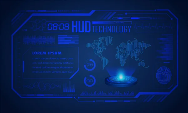 Бінарна Плата Майбутні Технології Синій Кібербезпеки Концепції Фон Карта Світу — стоковий вектор