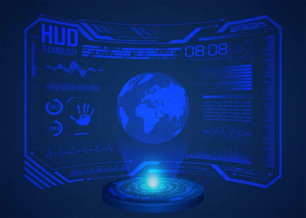 Virtual World Map Hud Elements Hologram Hud Elements — Stock vektor