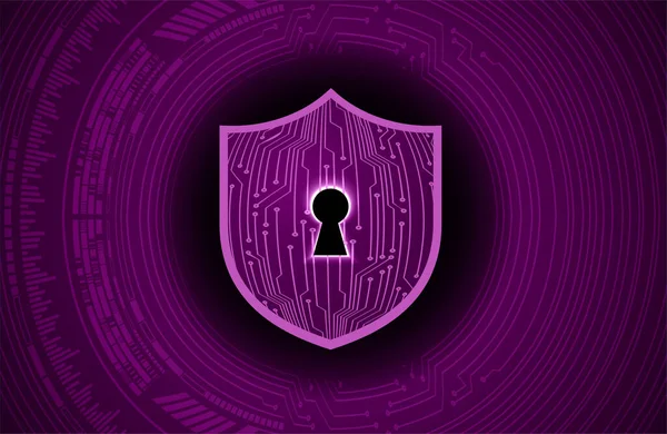 紫色背景上带有密钥和数字锁的网络安全概念 — 图库矢量图片