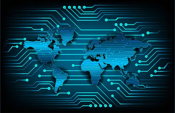 Dünya küresi ve vektör illüstrasyonu ile siber güvenlik kavramı