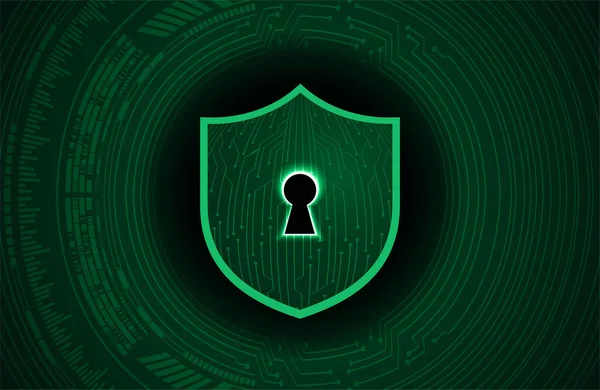 Escudo Ícone Computador Segurança Cibernética Tema Internet Design Verde Ilustração — Vetor de Stock