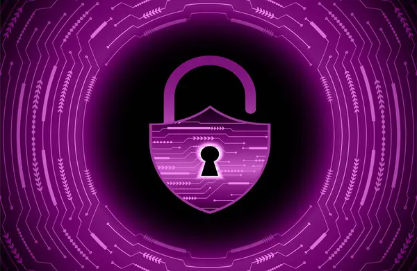 Cyber Concetto Sicurezza Con Lucchetto — Vettoriale Stock