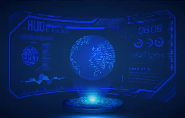 Interfaz Hud Futurista Holograma Interfaz Usuario Sobre Fondo Azul — Vector de stock