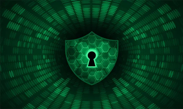 Conceito Segurança Cibernética Escudo Com Código Binário — Vetor de Stock