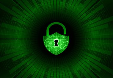 Siber güvenlik, veri koruması, bilgi koruma ve şifreleme. Asma kilit ve parmak izi olan vektör arkaplanı 