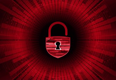 Siber güvenlik, veri koruması, bilgi koruma ve şifreleme. Asma kilitli vektör arkaplanı 