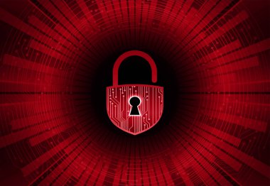 Siber güvenlik, veri koruması, bilgi koruma ve şifreleme. Asma kilitli vektör arkaplanı 