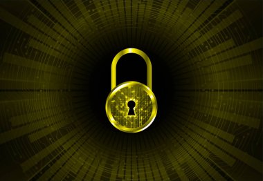 Siber güvenlik, veri koruması, bilgi koruma ve şifreleme. Asma kilitli vektör arkaplanı 