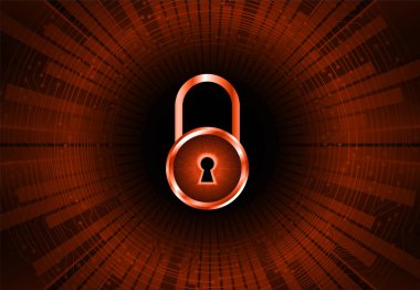 Siber güvenlik, veri koruması, bilgi koruma ve şifreleme. Asma kilitli vektör arkaplanı 