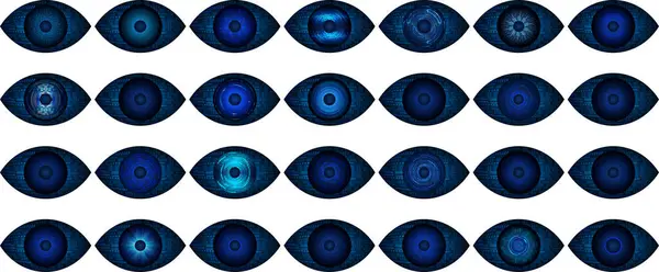 Futurystyczna Technologia Wykrywania Oczu Zestaw Wektor Ilustracja — Wektor stockowy
