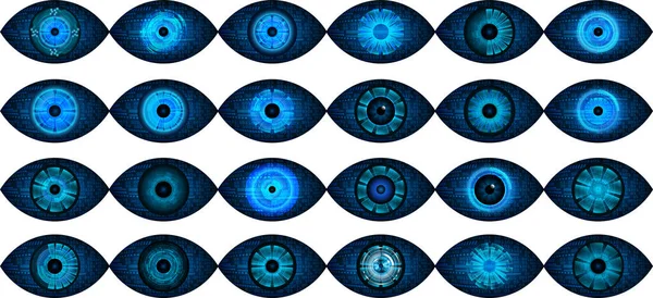 Futurystyczna Technologia Wykrywania Oczu Zestaw Wektor Ilustracja — Wektor stockowy