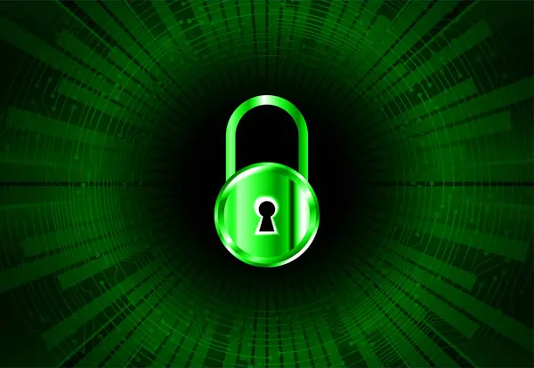 Bezpieczeństwo Cybernetyczne Ochrona Danych Ochrona Informacji Szyfrowanie Tło Wektorowe Kłódką — Wektor stockowy